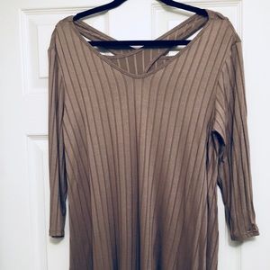 Cross Cross Back Mauve Tunic with Wide Rib Detail